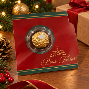 CARTAO COM BLISTER PARA 1 BOMBOM BOAS FESTAS REAL C/10 UND