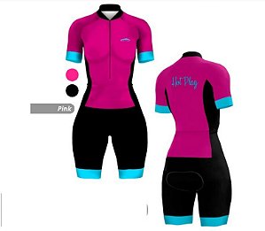 Macaquinho Roupa Feminina Ciclismo Hotplay Lp53 Pink/Pt
