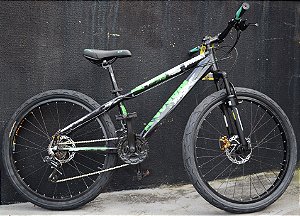 Bicicleta Bike Wheeling Aro 26 Pro X Preto/Verde