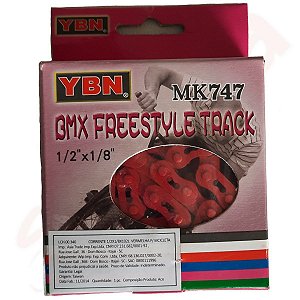 Corrente Grossa BMX Freestyle Track YBN MK747 1/2X1/8/102L Vermelha