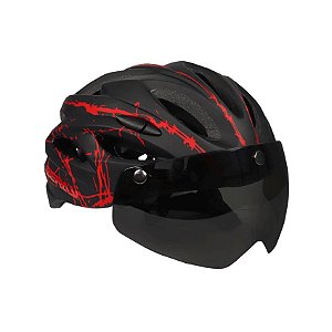 Capacete Bicicleta Bike MTB Zeray Tour Com Óculos Pt/Vm Tam.G