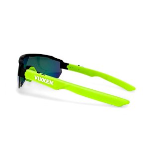 Óculos Esportivo P/ Ciclismo Bike Vixxen SOUND Bluetooth - Haste VERDE/ Lente AZUL
