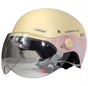 CAPACETE LTX DE SCOOTER BEGE/ROSA TAMANHO G COM VISEIRA
