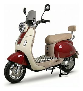 BICICLETA SCOOTER ELETRICA CAPPUCCINO 1000W VERMELHA /BEGE  B-LITIO 60V (BIKERNAUTA)