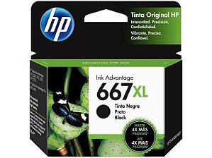 Cartucho de Tinta HP 667 XL - Preto- Original