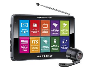 GPS Automotivo Multilaser Tracker TV Tela 5” Touch - TV Digital com Câmera