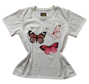 Camiseta Feminina/T-shirt Borboleta Manga-Curta M - Jê Gospel Store
