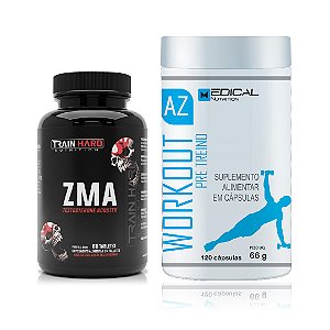Combo Workout AZ 120 Cápsulas Pré Treino + ZMA Testo Booster 60 Cápsulas: Energia Prática e Recuperação Máxima