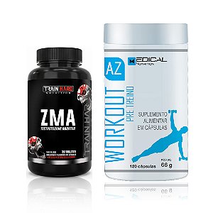 Combo Workout AZ 120 Cápsulas Pré Treino + ZMA Testo Booster 30 Tabletes: Energia Prática e Recuperação Máxima