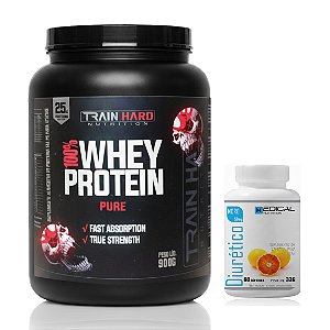 Combo Whey Concentrado 900g + Diurético com Laranja Moro 60 Cápsulas
