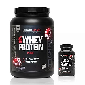 Combo Whey Protein Concentrado 900g + Maca Peruana 60 Cápsulas | Massa Magra, Energia, Vigor e Equilíbrio Feminino