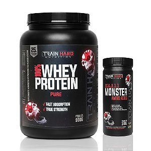 Combo Whey Protein Concentrado 900g + BCAA 8.1.1 Monster 300g | Ganho de Massa Magra e Proteção Muscular