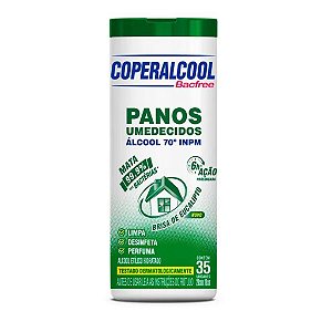 Panos Umedecidos Álcool 70 INPM Coperalcool Brisa de Eucalipto Bacfree 35Unidades