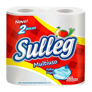 Toalhas de Papel Multiuso 2 Rolos 60 toalhas cada Folha Dupla Sulleg