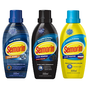 Semorin Kit Lavanderia Lava Roupas Pretas e Escuras + Lava Roupas Jeans + Lava Roupas Limpeza Profunda