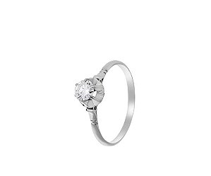 Solitário Ouro Branco Com Brilhante de Diamante Puro