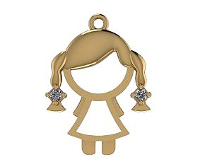 Pingente Menina Ouro Amarelo