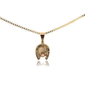 Pingente Ferradura com Cavalo Banho de Ouro 18K