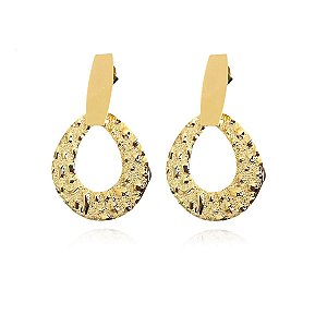 Brinco Círculo Trabalhado Banho de Ouro 18k