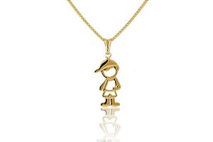Colar com Pingente de Menino Banho de Ouro 18k
