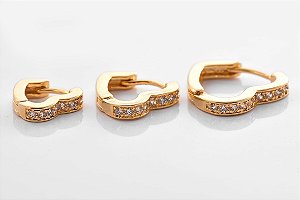 Brinco Trio de Coração Banho de Ouro 18k