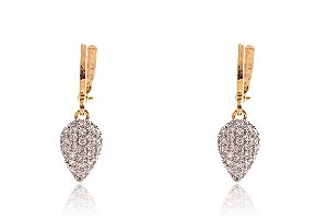 Brinco Argolinha com Pingente Cravejado de Zircônias Folheado em Ouro 18k