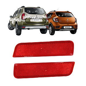 Par Refletor Olho Gato Parachoque Traseiro Duster Sandero Stepway