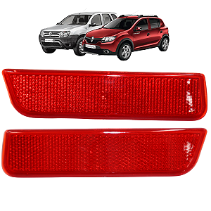 Par Refletor Olho Gato Parachoque Traseiro Duster Sandero Stepway