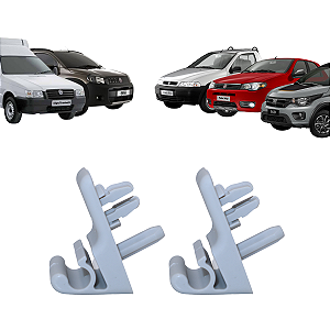 Par Grampo Suporte Presilha Quebra Sol Fiat Fiorino Mobi Palio Strada Uno Com Parafuso