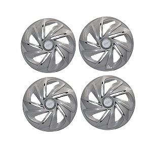 Jogo Calota Esportiva Aro 13 Nitro Prata GM Chevrolet Corsa Classic Onix Meriva Montana Prisma