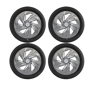 Jogo Calota Esportiva Aro 13 Nitro Prata GM Chevrolet Corsa Classic Onix Meriva Montana Prisma