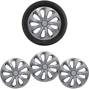 Jogo 4 Calota Velox Silver Fiat Renault Ford Volkswagen Kia Nissan Prata