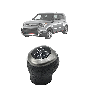 Bola de Câmbio Manopla Kia Soul 2010 a 2019 5 Marchas Preto com Lente Aro Cinza