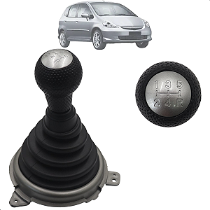 Coifa De Câmbio Com Manopla Honda Fit 03 A 08 Preto E Cinza