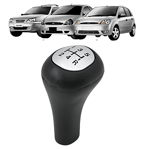 Bola de Câmbio Manopla Ka 97 a 01 Fiesta Hatch Sedan 96 a 07 Courier 96 a 13 Preto com Lente Prata