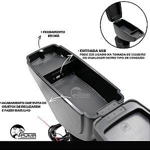 Encosto Descanso De Braço Apoio C/ Usb Duster 2018 2019 2020