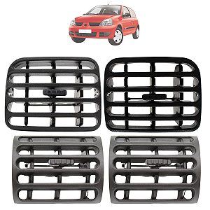 4 Difusor Ar Central Lateral Clio Sedan Hatch 2000 01 02 até 2016 Cinza Escuro