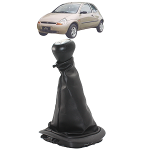 Coifa Câmbio Base + Bola Manopla Prata Ka 96 97 98 99 2000