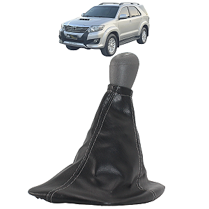 Kit Manopla Coifa do Câmbio Reduzida Hilux SW4 2006 Até 2015 Automática Cinza