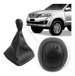 Kit Manopla Coifa do Câmbio Reduzida Hilux SW4 2006 Até 2015 Automática Cinza