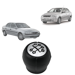 Bola Manopla Câmbio Corsa Sedan Hatch 2000 até 2012 Vectra 1997 até 2005 Tampa Prata
