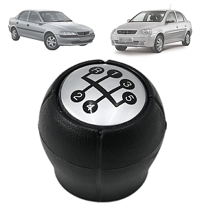 Bola Manopla Câmbio Corsa Sedan Hatch 2000 até 2012 Vectra 1997 até 2005 Tampa Prata