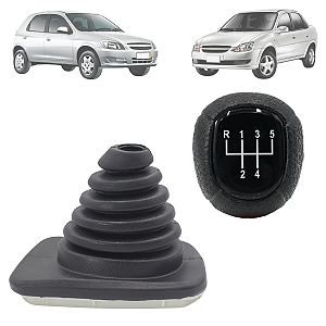 Manopla Bola Coifa Do Cambio Sanfonada Celta Corsa Prisma Preto Lente Prata