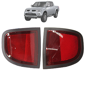 Par Refletor Olho Gato Parachoque Traseiro L200 2008 2009 2010 2011 2012 2013 2014 2015