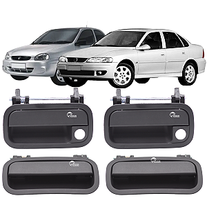 Kit 4 Maçaneta Gatilho Puxador Externo Corsa 94 95 96 97 98 99 01 02 03 05 Vectra 1993 1994 1995 1996