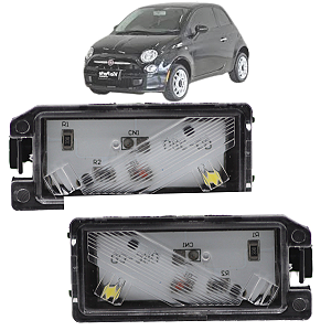 2 Lanterna Luz De Placa Fiat 500 2012 Com LED Conector Redondo