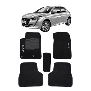Tapete Peugeot 208 2021 2022 2023 Carpete Logo Bordado