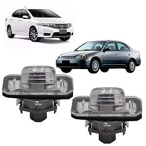 Par Lanterna Luz De Placa Honda Civic 2001 A 2012 City 2009 A 2014 Com Soquete