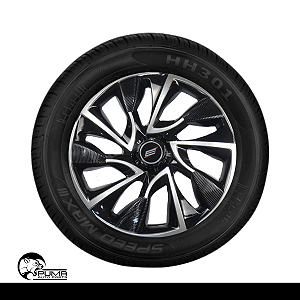 Kit com 4 Calotas DS4 Black Silver Preto com Prata Aro 15