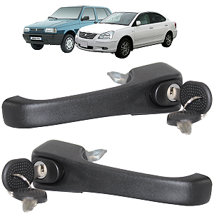 Par Maçaneta Externa da Porta Dianteira Com Chave Uno Prêmio Mille 1995 Até 2004